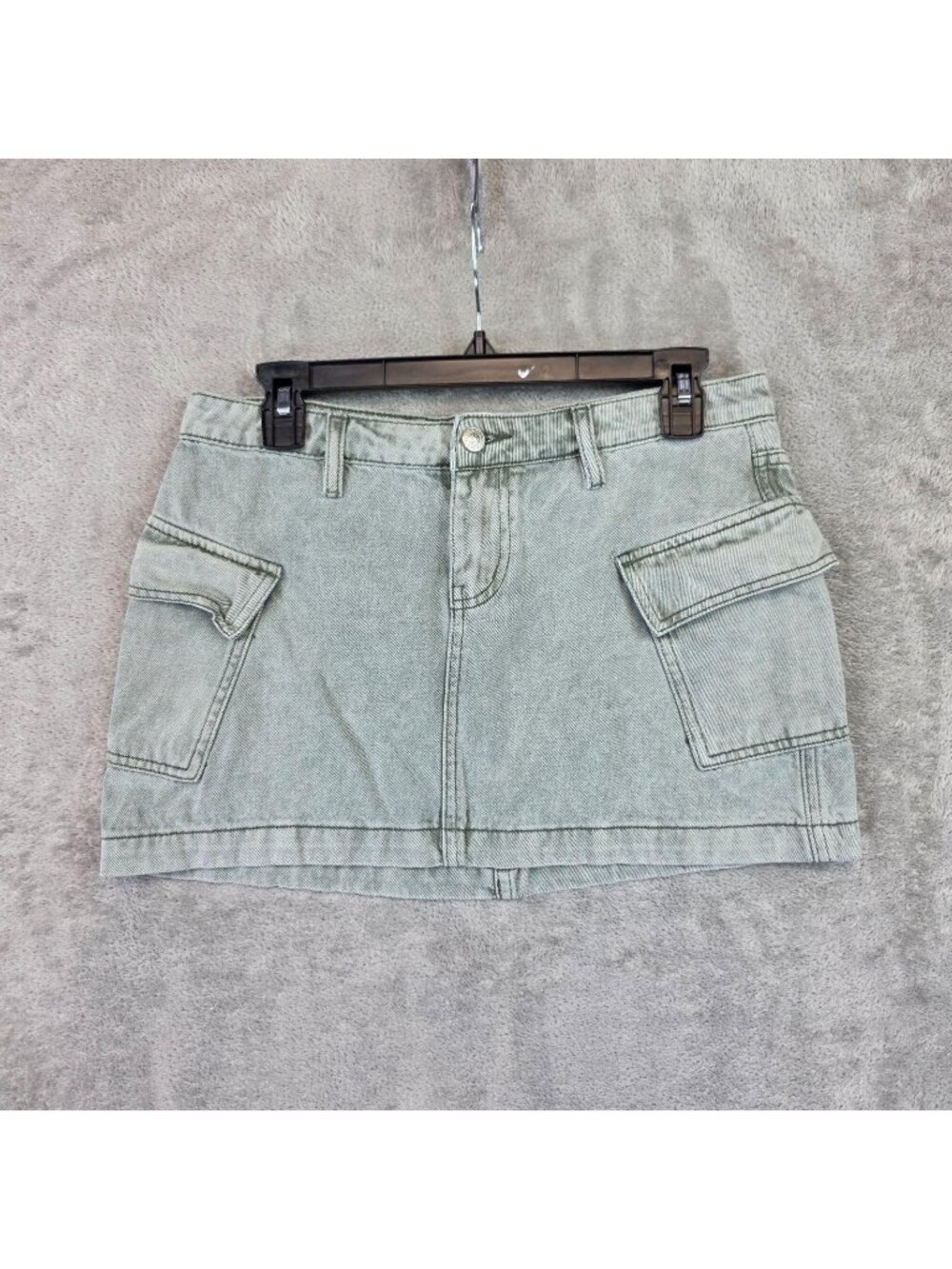Princess Polly Skirt Womens 6 Green Denim Cargo Mini Pockets Casual Utility